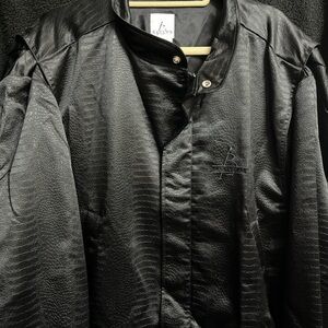 Bally’s Vintage Satin like Snake Skin Large Black Jacket 1980’s